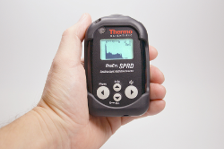 Hand holding the Thermo RadEye SPRD-GN.